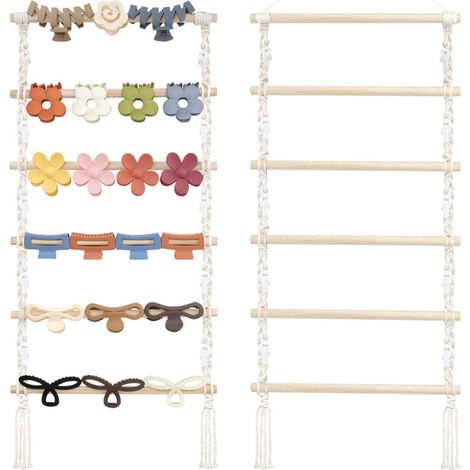 Makramee-Haarspangen-Organizer mit 10 Spangen, zur Wandmontage, Wohndekoration