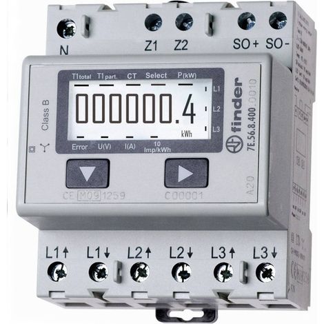 Finder 7E.56.8.400.0010 7E.56.8.400.0010 Contatore corrente trifase digitale 5 A Approvazione MID: Sì 1 pz. (1/2)