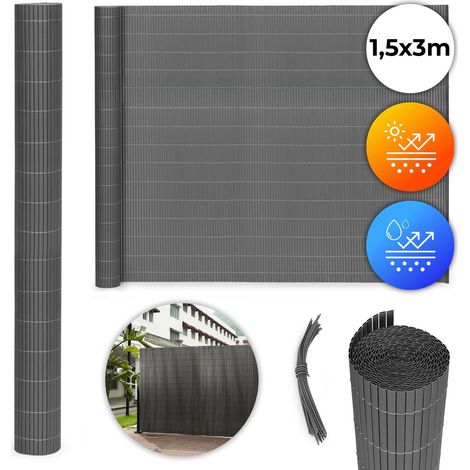 Doppelseitige Bambusmatte 150x300 cm für Balkon, Terrasse, Zaun Anthrazit MultiGarden