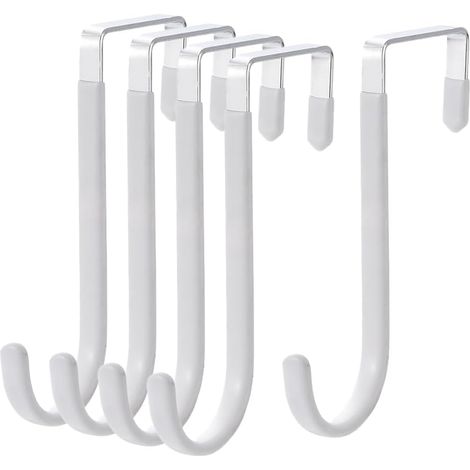 5 Pcs Crochet de porte,Crochets très résistants,Crochet porte,pour suspendre manteau,serviette,peignoir,chapeau, à l'arrière la salle bain(Contient une couche caoutchouc blanc) - (1/5)
