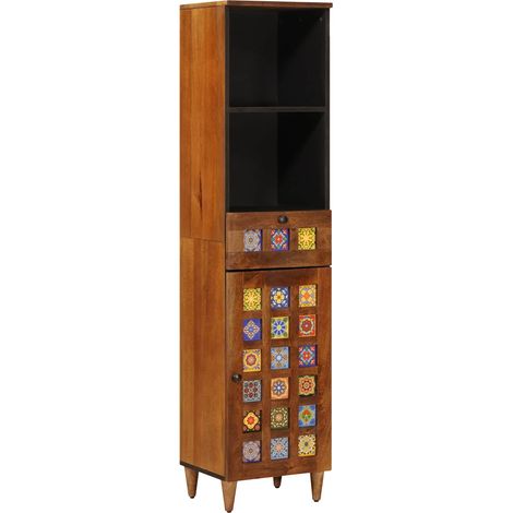 vidaXL  Bathroom Cabinet  with Drawer with Shelf Walnut 38 x 33 x 160 cm