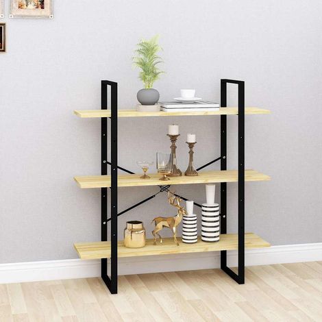 806552 vidaXL 3-Tier Book Cabinet 100x30x105 cm Solid Wood Pine (1/5)