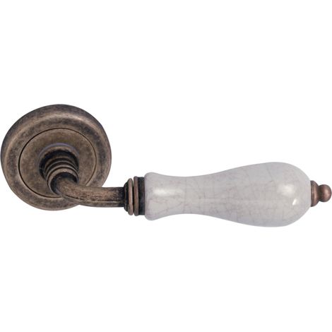 Manilla puerta interior Zamak cuero envejecido roseta redonda 52mm (1/5)