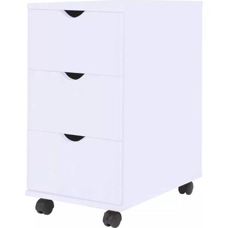 Meuble de rangement 3 tiroirs bois blanc Kapci (1/5)