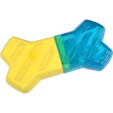 Jouet pour Chien Givré "Os" 13cm Bleu & Jaune (1/4)