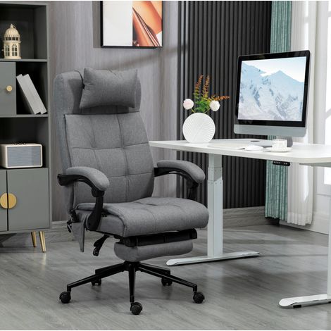 Bürostuhl 66x76x112-120 cm Grau aus Stahl mit Massagefunktion, Lendenheizung, Fußstütze und neigbarer Rückenlehne (1/5)