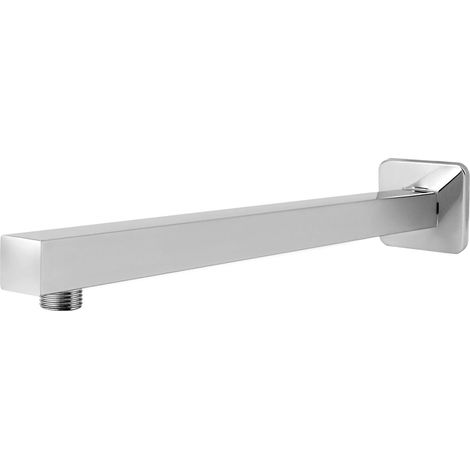 Bras de douche mural en acier inoxydable de 40 cm, finition chromée polie, connexion universelle de 1/2", pour pommeau de douche à effet pluie de salle de bain (1/5)