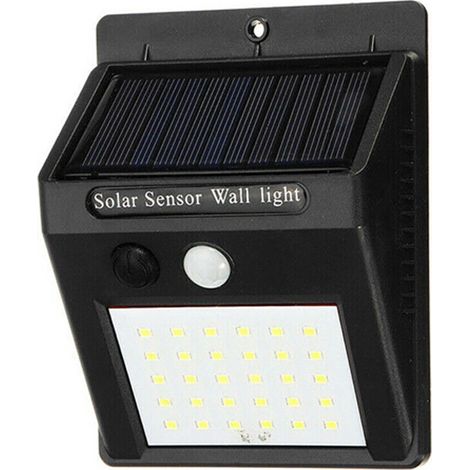 FARETTO CON 30 LED CON PANNELLO SOLARE RICARICABILE SENSORE MOVIMENTO ESTERNO