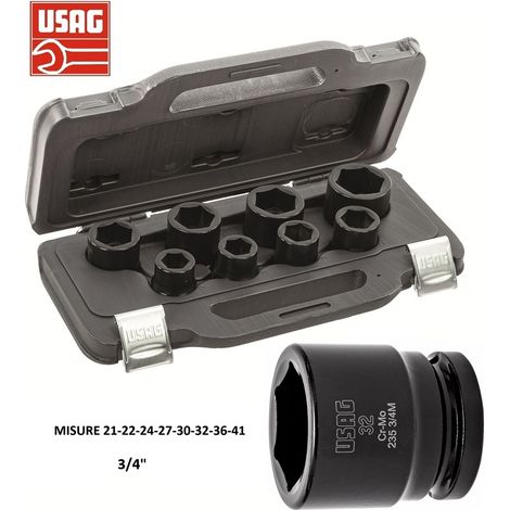 Usag 235 3/4 M/C8 set 8 bussole macchina esagonali chiavi in cassetta (1/5)
