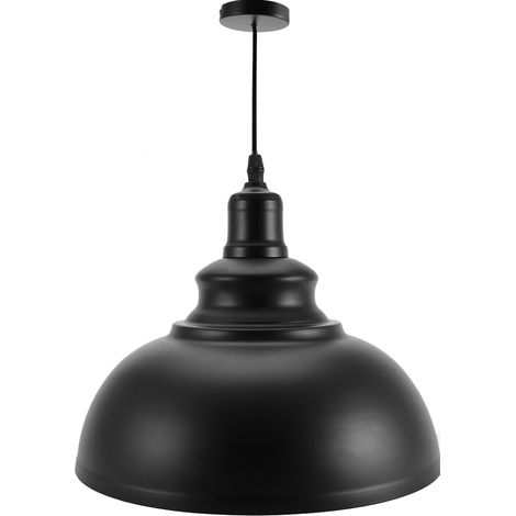Ortviai Lustre suspendu en métal noir E27 pour salle à manger – design industriel rétro, finition émaillée, 27 x 17 cm