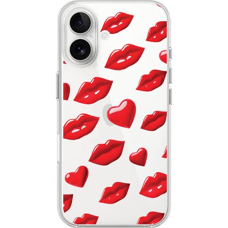 iPhone 16 Hülle, transparent, Silikon Flexi, rote Lippen (1/5)