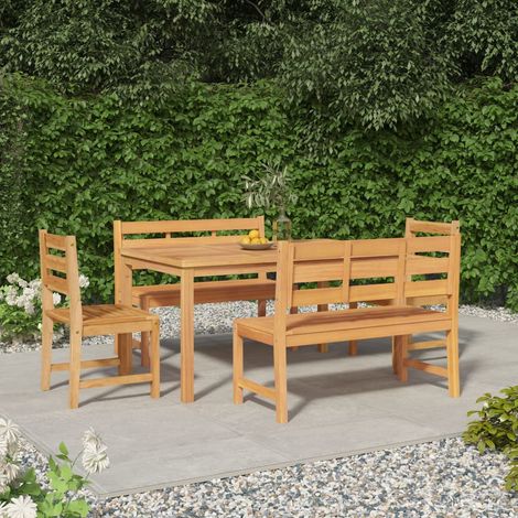 Ensemble à manger de jardin 5 pcs-Salon de jardin Bois de teck massif 617844 (1/5)