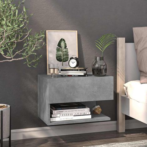 vidaXL Mesita de noche de pared color gris hormigón (1/5)