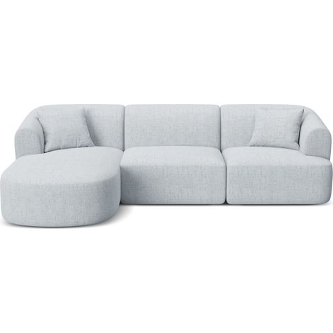 Canapé d'angle gauche 4 places tissu structurel gris clair (1/5)