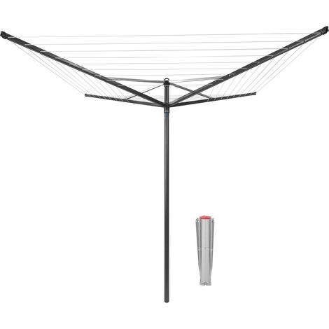 Brabantia - Stendibiancheria Topspinner - 50m di Spazio per Stendere - Corde Resistenti ai raggi UV & Profilo Antiscivolo - Incluso Picchetto in Metallo (45mm) - Anthracite - ø 295 cm (1/5)