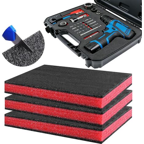 Pre-Cut Foam, 3 Pieces - 40 x 30 x 2.5 cm Cut to Size and Shape PU Inserts Protective Plate for Tools, Cameras (1/5)