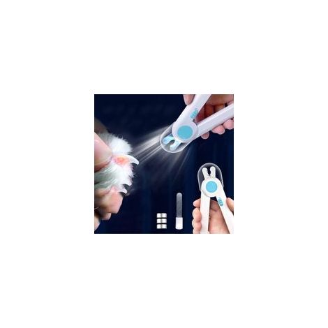 Cortauñas, tijeras profesionales con lima de uñas, protector antisalpicaduras, para hámsteres pequeños, conejos y gatitos (cortuñas LED con luz (azul cielo)) - Crezuo