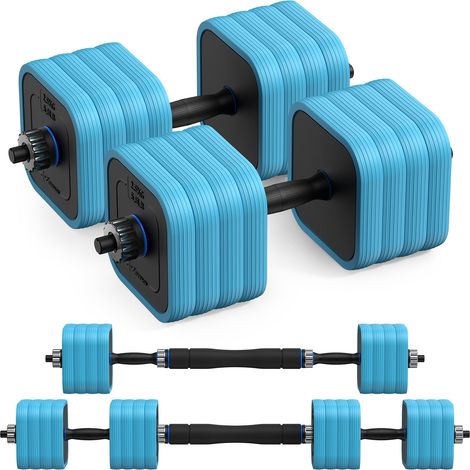 MERACH 3-in-1 verstellbares Hantel-Set – Kurzhantel & Langhantel, quadratische Scheiben (40 kg) (1/5)