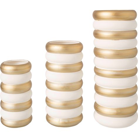 Set de 3 vases en porcelaine dorée et blanche - doré et blanc (1/3)