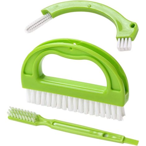 SABIR 3 Pièces Brosse pour Joints de Carrelage,Ensemble de Brosse à Joint de Carrelage, Brosse Nettoyante pour Coulis de Carrelage, pour Salle de Bain Cuisine Sol Ménage (Vert) (1/5)