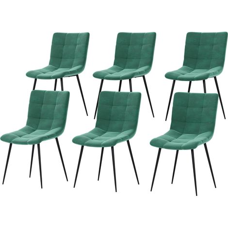 Vida Designs Richton Set Of 6 Upholstered Velvet Fabric Dining Chairs, Green (1/5)