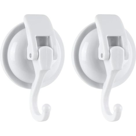 Lot de 2 crochets à ventouse, sans perçage, en ABS, blanc