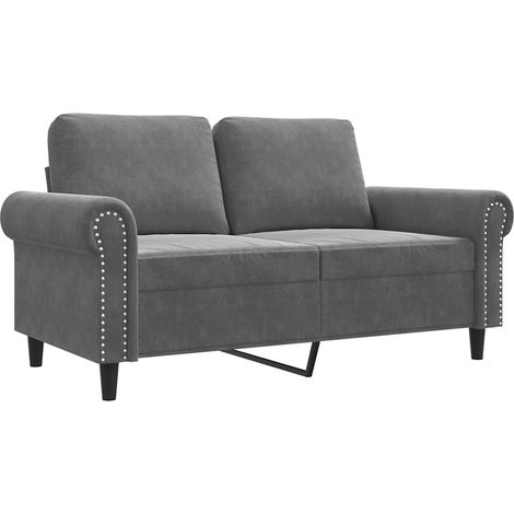 Canapé Sofa à 2 places Gris foncé 120 cm Velours (1/5)