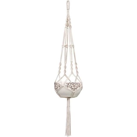 Pot De Fleur Corde Plante Cintre Macramé Jardinière Suspendue Plante Cintre Coton Pot De Fleur Suspendu Décoration Jardin Chambre Porte-Plante 105 Cm (1/5)