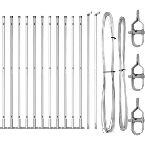 Poteau de clôture. 13 pcs Argenté Acier (1/5)