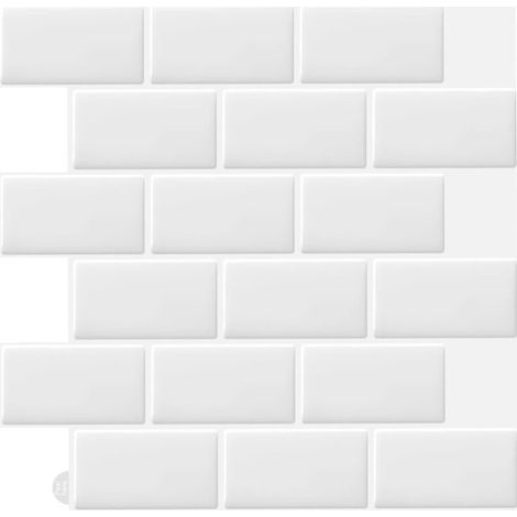 Pair 10 Stück weiße 3D-Klebe-Wandfliesenaufkleber für Küche und Badezimmer (30,5 x 30,5 cm)
