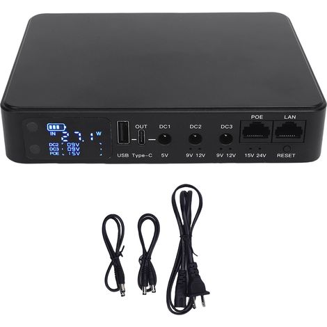 Mini batterie de secours UPS, alimentation sans interruption, 10400mAh POE 15V 24V USB 5V 9V 12V, pour Modem routeur, caméra de sécurité, prise US (1/5)