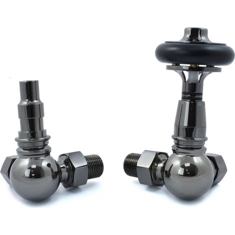 West Amberley Corner Thermostatic Radiator Valve and Lockshield - Black Nickel (1/5)