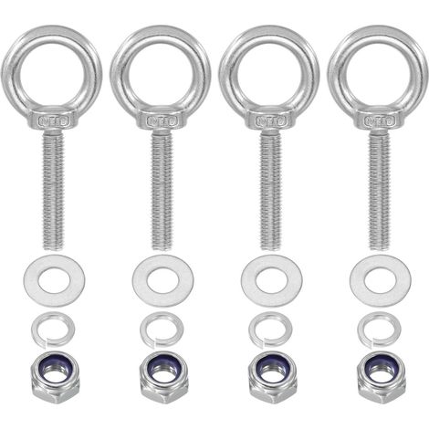 4 Pack M10 x 50mm Boulon À Œil Avec Écrou Boulon À Œil Argent (1/5)