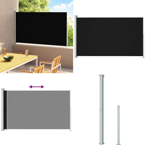 Auvent latéral rétractable de patio 220x300 cm Noir - Parasol - Auvent De Terrasse - Écran Solaire - Protection Contre Le Soleil - Vie Extérieure - Home & Living