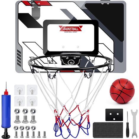 panier de basket-ball intérieur de 16 pouces x 10 pouces, équipé de rebonds et de filets robustes, adapté au basket-ball pour enfants, adolescents et adultes-y compris 1 ballon, pompe à air (1/5)