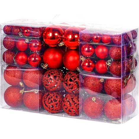 Set da 100 palline di Natale infrangibili per albero di Natale. Palline decorative natalizie in confezione regalo per le decorazioni natalizie. (1/5)