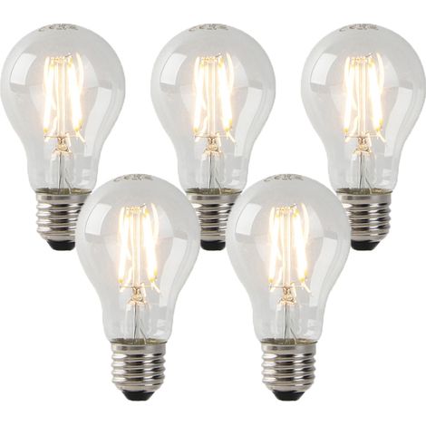 Set of 5 E27 LED Bulbs Clear 3W 250LM 2200K