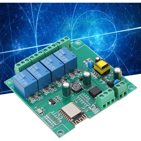 ESP8266 Vierkanal-WLAN-Relaismodul, AC/DC-Stromversorgung, ESP-12F Entwicklungsboard für die Sekundärentwicklung (1/5)