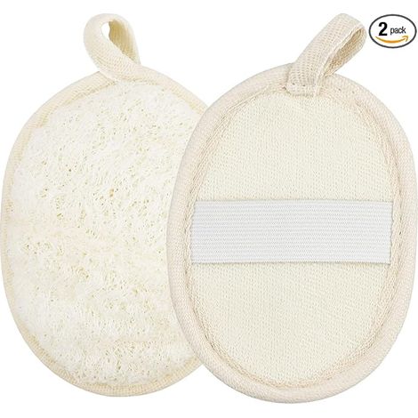 Natural Loofah Sponge Exfoliating Body Scrubber (2 Pcs), Biodegradable Loofah Bath Shower Sponge for Environmental Protection, Loofah for Women and Men (1/5)