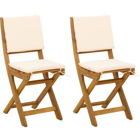 Garden Chair with Cushion 2 pcs Cream White 38 x 46 x 85 cm vidaXL