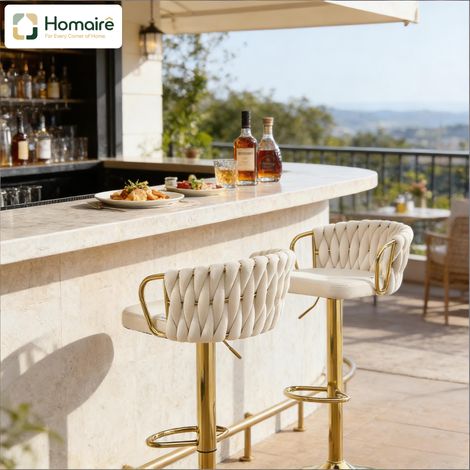 Hocker aus weißem Metall 49,5 x 49,5 x 98 cm HOMAIRE (1/5)