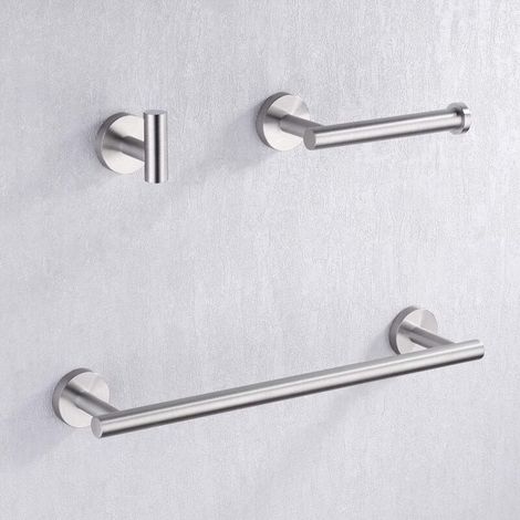 Toallero de 40 cm, soporte para papel higiénico, juego de 3 piezas para baño, montaje en pared, acero inoxidable SUS304, acabado cepillado a prueba de óxido, LA202DG-32 (1/4)