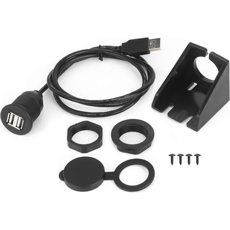 USB 2.0 Adapterkabel 1 Stecker auf 2 Buchsen, wasserdicht, für Auto, Motorrad, Armaturenbrett