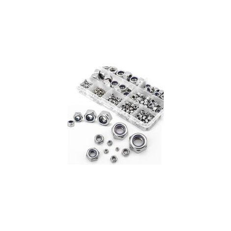 321 Pièces Assortiment de Contre Écrous, Écrou de Blocage Autobloquant en Acier Inoxydable, Écrous Hexagonaux, Inserts Filetés M2 M2.5 M3 M4 M5 M6 M8 M10 M12, Contre Écrous en Nylon (1/5)