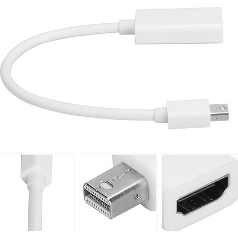Adaptateur Mini DP mâle vers HD Multimedia Interface femelle pour MacBook, écran et projecteur (blanc) (1/5)