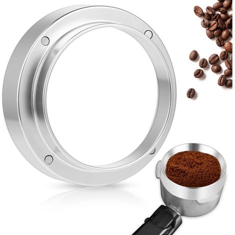 Bague de dosage pour café - 51 mm - En alliage d'aluminium - Accessoire pour expresso - Entonnoir de remplissage - Bol à café - Argenté