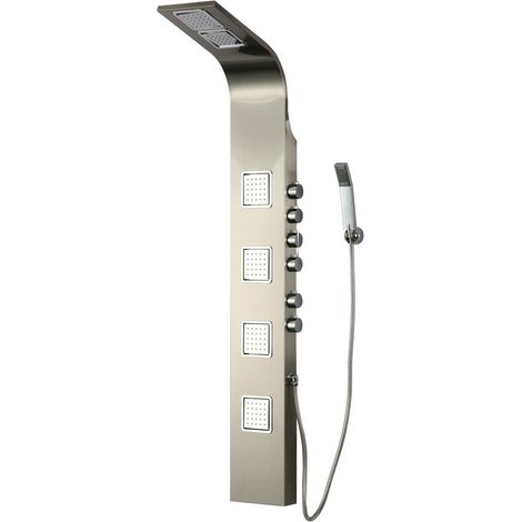 Colonna idromassaggio in acciaio inox. Modello Ibiza con finitura argento (1/3)
