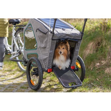 Fahrradanhänger trixie bicycle trailer für Hunde Federung klappbar
