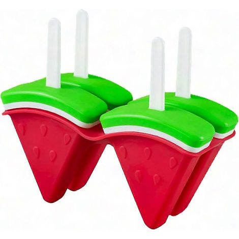 Wassermelonen-Eisformen, 4 Mulden, wiederverwendbarer Eisformer für selbstgemachtes Eis, ideal für Eis am Stiel und gefrorene Desserts (1/5)