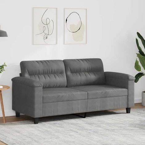 Canapé-Sofa à 2 places Gris foncé 140 cm Tissu microfibre (1/5)